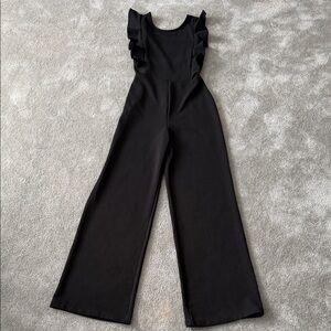 Lulu's Black Ruffle Detail Jumpsuit